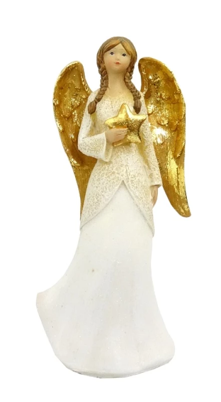 Anjel (p38) zlaté krídla s hviezdou - biely