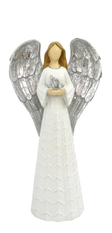 Anjel (9249) strieborné krídla - biely
