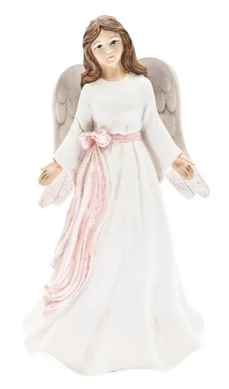 Anjel (201103) s ružovou stuhou - biely