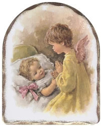 Obraz na dreve (1055) - Anjel + dieťa (25x20)